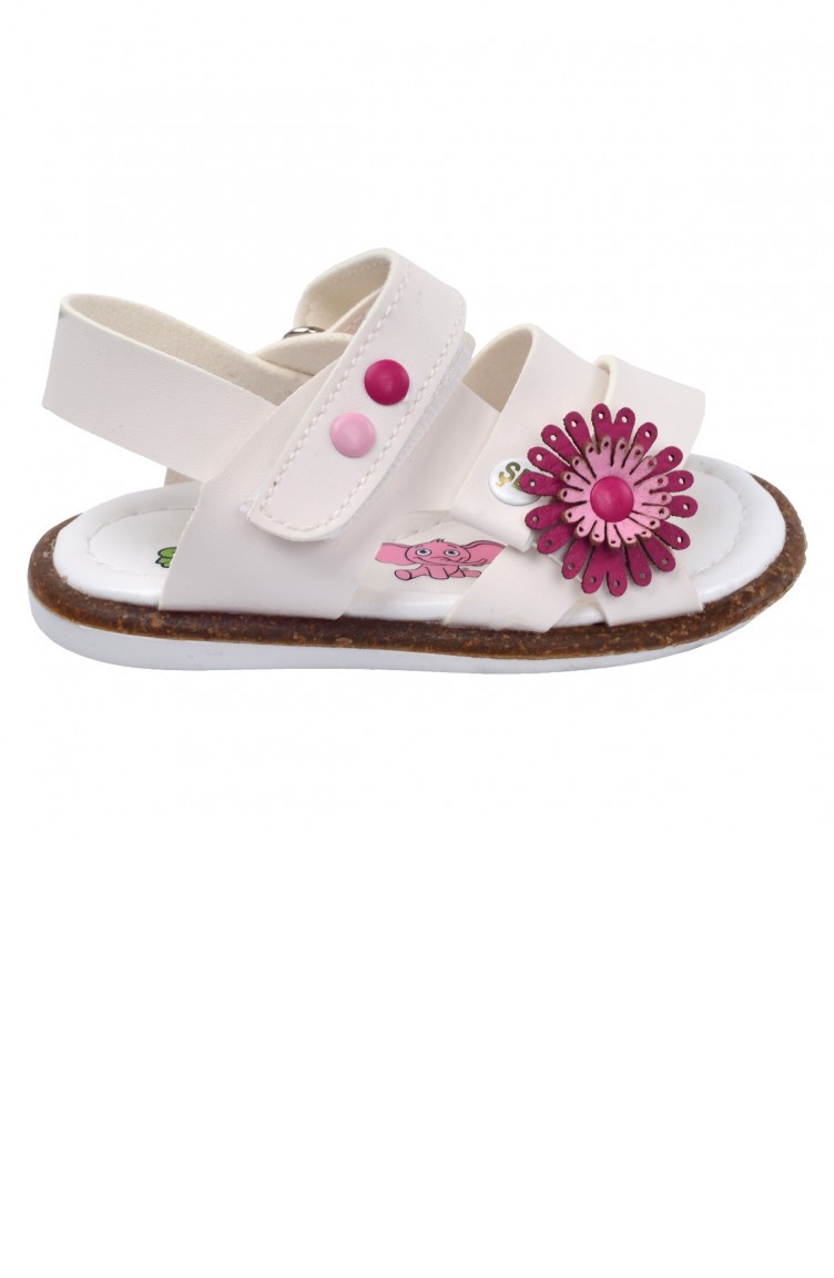 Kiko Sb 230110 Orto Pedik Kiz Cocuk Ilk Adim Sandalet Terlik Beyazbeyaz Sefamerve