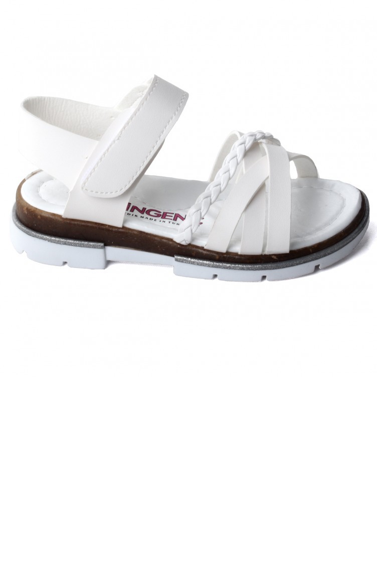 Kiko Sb 246978 Orto Pedik Kiz Cocuk Sandalet Terlik Beyaz Sefamerve