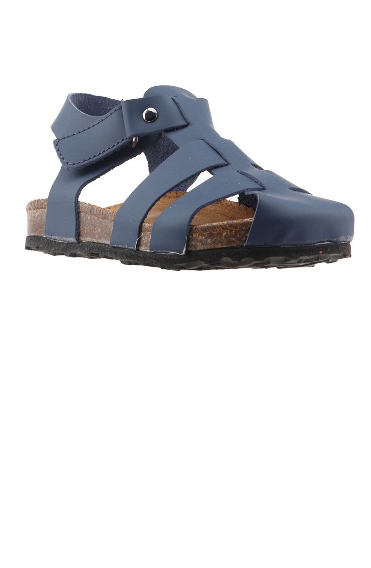 Pandora 701s700 Anatomic Gunluk Kizerkek Cocuk Deri Sandalet Lacivert Sefamerve