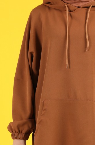 Kapüşonlu Sweatshirt 2344-06 Kahverengi