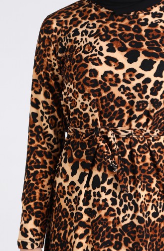 Leopard Print Belted Dress 1016-01 Brown 1016-01