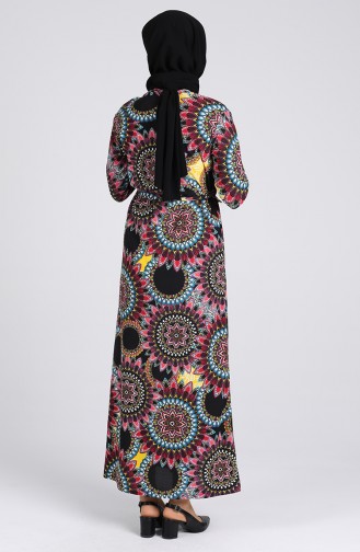Patterned Belted Dress 1005-01 Damson 1005-01