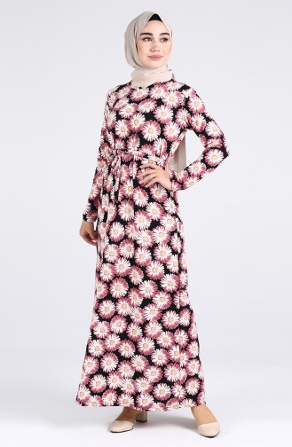 Beige-Rose Hijab Kleider 1008-04