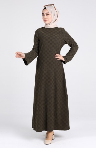 Patterned Dress 1413-01 Khaki 1413-01