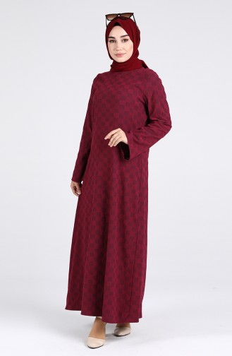 Patterned Dress 1413-03 Burgundy 1413-03