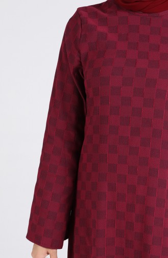 Patterned Dress 1413-03 Burgundy 1413-03