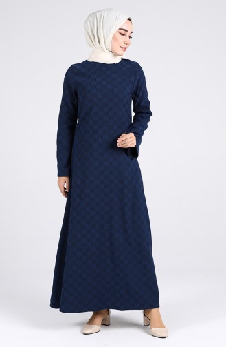 Navy Blue İslamitische Jurk 1413-07