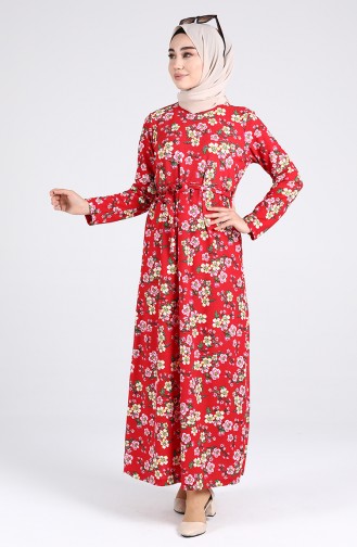 Rot Hijab Kleider 5709T-04
