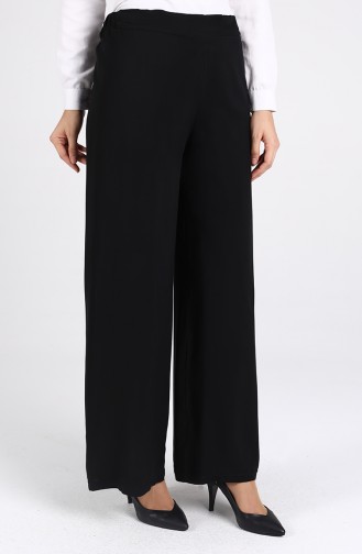 Beli Lastikli Bol Paça Pantolon 1001-01 Siyah