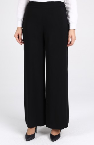 Beli Lastikli Bol Paça Pantolon 1001-01 Siyah