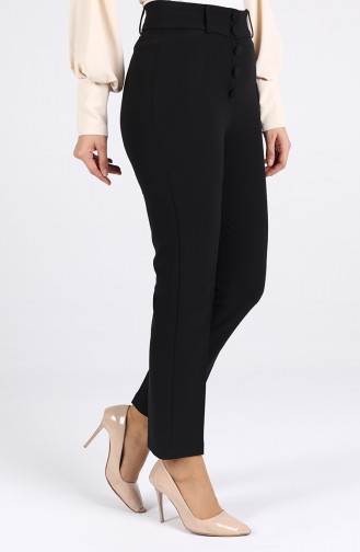 Buttoned Straight-leg Trousers 3166-01 Black 3166-01