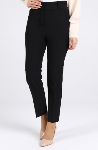 Buttoned Straight-leg Trousers 3166-01 Black 3166-01