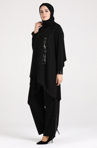 Sequined Tunic Trousers Double Suit 2008-01 Black 2008-01