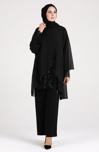 Sequined Tunic Trousers Double Suit 2010-01 Black 2010-01