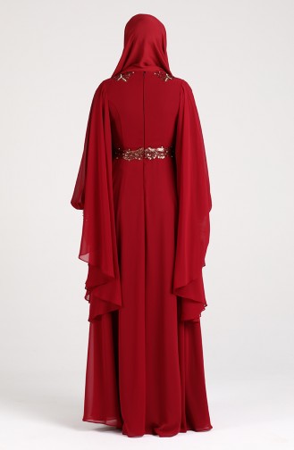Weinrot Hijab-Abendkleider 6004-01