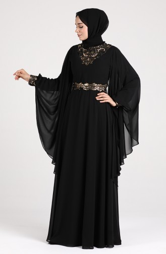 Schwarz Hijab-Abendkleider 6004-03