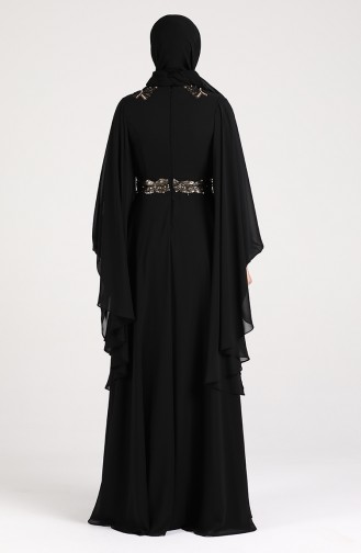 Boncuk İşlemeli Abiye Elbise 6004-03 Siyah