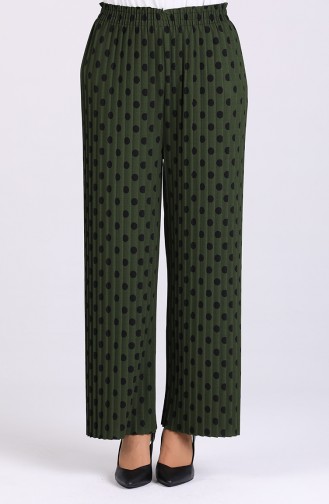 Puantiyeli Piliseli Pantolon 2004-02 Koyu Yeşil