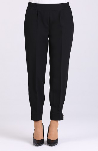 Button Detailed Pocket Trousers 3164-01 Black 3164-01