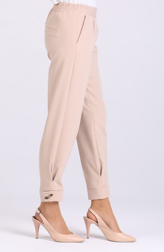 Button Detailed Pocket Trousers 3164-02 Stone 3164-02