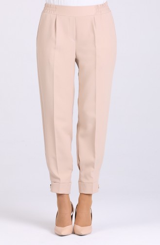 Button Detailed Pocket Trousers 3164-02 Stone 3164-02