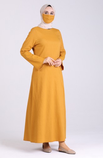 Dress with Free Mask 1411-07 Mustard 1411-07