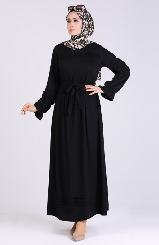 Schwarz Hijab Kleider 8018-08
