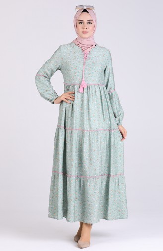 Unreife Mandelgrün Hijab Kleider 8102A-01