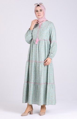 Unreife Mandelgrün Hijab Kleider 8102A-01
