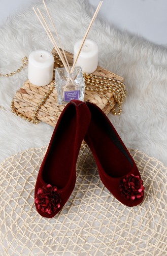 Claret red House Shoes 0175-02