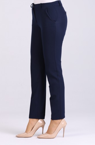 Classic Trousers with Pockets 1085-03 Navy Blue 1085-03