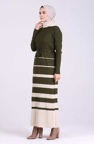 Khaki Hijab Dress 5079-07