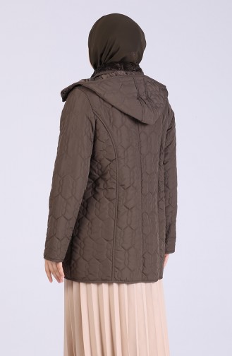 Plus Size Hooded quilted Short Coat 1015-05 Khaki 1015-05