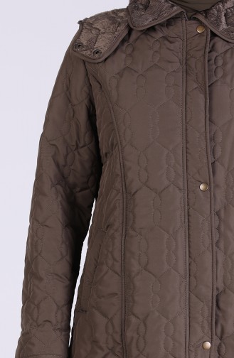 Plus Size Hooded quilted Short Coat 1015-05 Khaki 1015-05