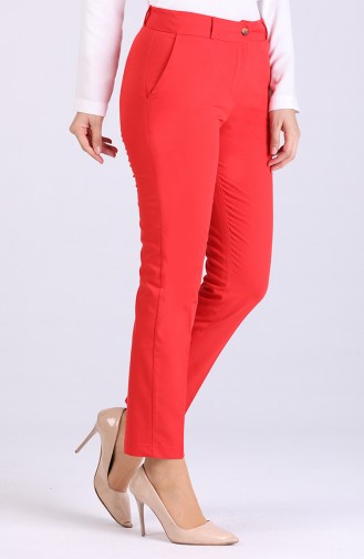 Classic Straight Leg Trousers with Pockets 3322pnt-03 Red 3322PNT-03