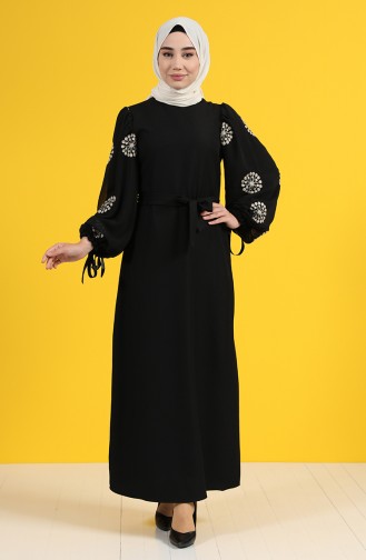 Schwarz Hijab Kleider 5176-01