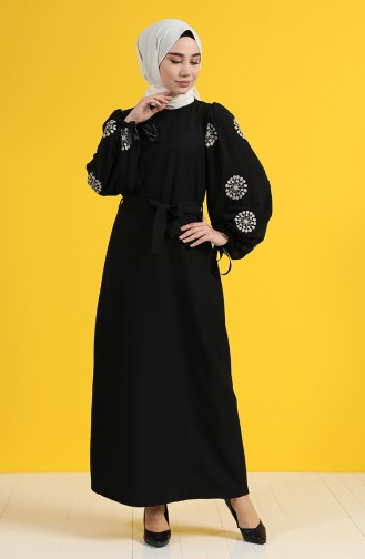 Schwarz Hijab Kleider 5176-01