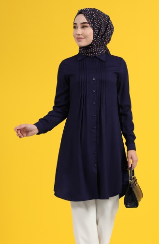 Düğmeli Tunik 8165-02 Lacivert