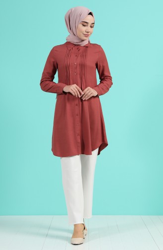 Düğmeli Tunik 8165-04 Gül Kurusu