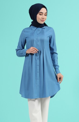 Düğmeli Tunik 8165-06 Mavi