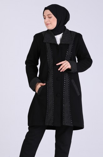 معطف طويل أسود 0408-01