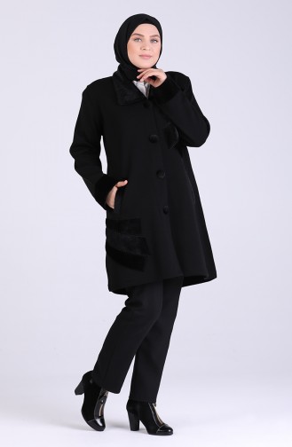معطف طويل أسود 0409-01