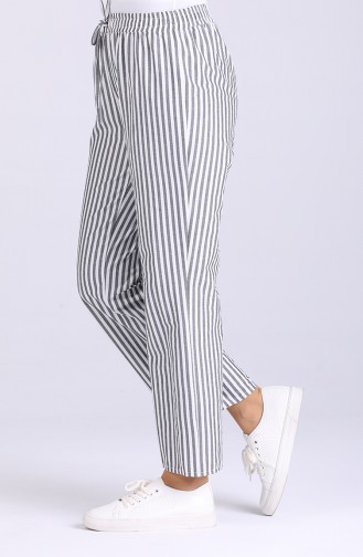 Elastic waist Trousers 4256pnt-01 White Gray 4256PNT-01