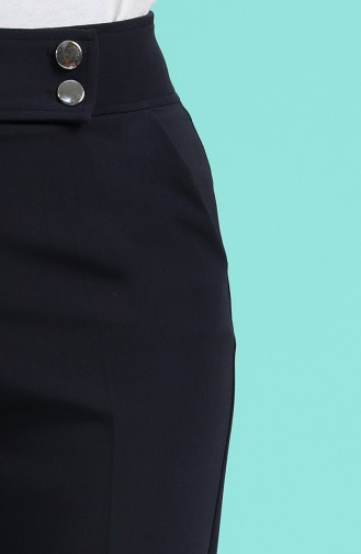 Straight Leg Trousers with Pockets 3167-02 Navy Blue 3167-02
