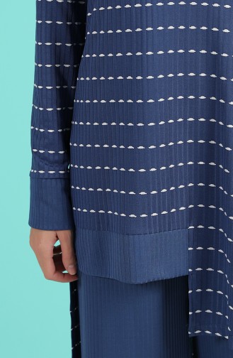 Asimetrik Tunik Pantolon İkili Takım 5001-01 İndigo