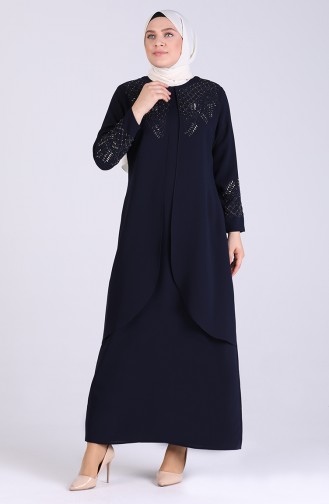 Dunkelblau Hijab-Abendkleider 2021-01