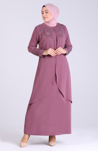 Beige-Rose Hijab-Abendkleider 2021-03