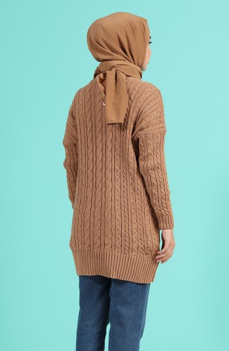 Triko Örgü Desenli Kazak 0601-07 Camel