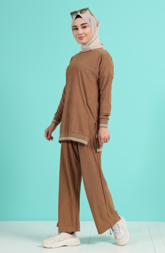 Ribbed Tunic Trousers Double Suit 9029-03 Milk Coffee 9029-03