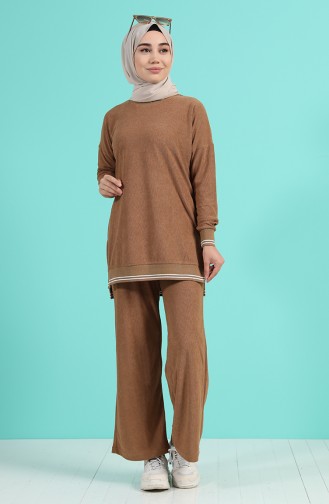 Ribbed Tunic Trousers Double Suit 9029-03 Milk Coffee 9029-03